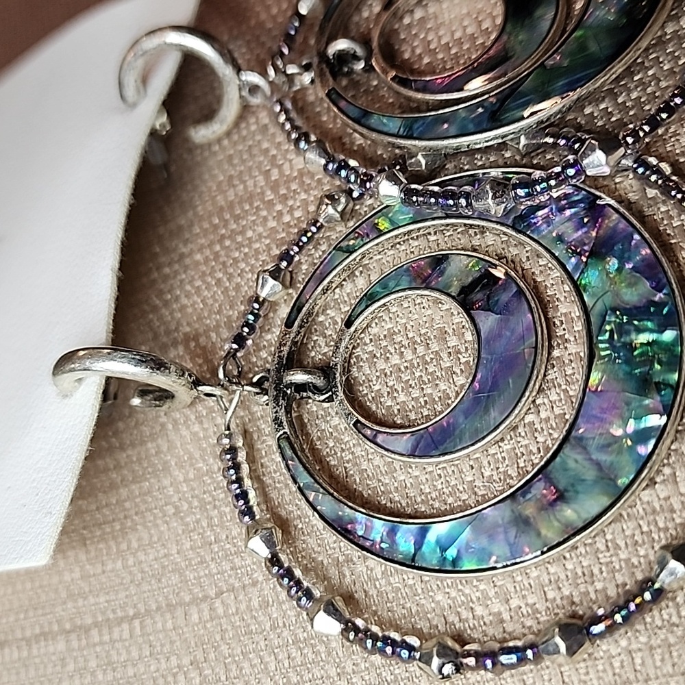 Free People Iridescent Abalone Hoop Drop Earrings - Picture 6 of 11